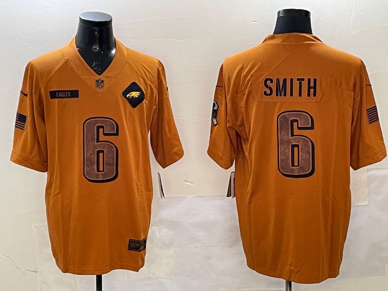 Men Philadelphia Eagles #6 Smith Yellow Nike 2025 Salute to Service Limited NFL Jersey style 1->philadelphia eagles->NFL Jersey